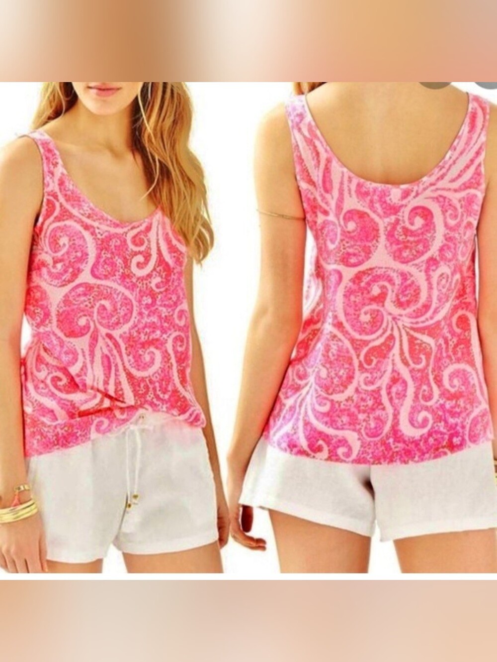 NWT Lilly Pulitzer Cosmos 100% Silk Top In Pink Pout Color- Small